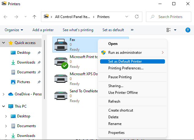 Set the Default Printer in Windows 11