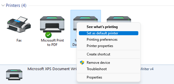 Set the Default Printer