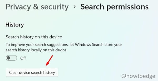 Delete Recently searched items in Windows 11