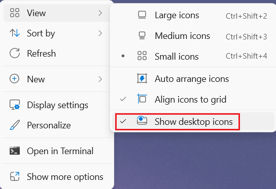 Disable Show Desktop Icons