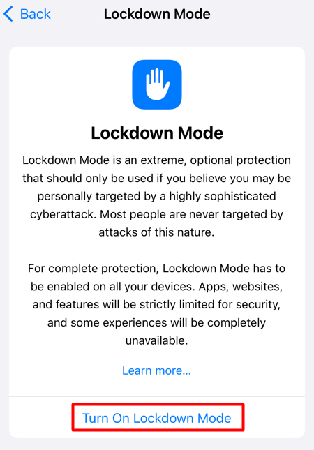 Turn On Lockdown Mode on your iPhone