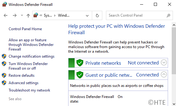 Reset Windows Firewall Settings to Default in Windows 10