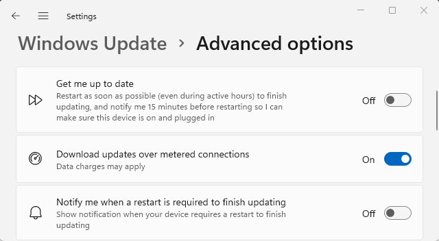 Download updates over metered connection