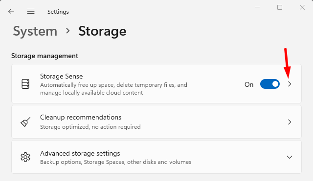 Storage Sense in Windows 11