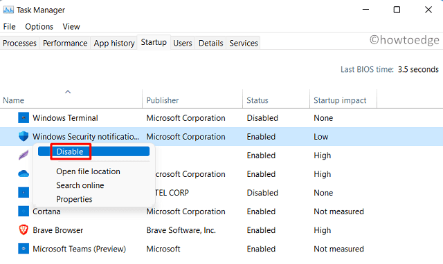 Disable Startup Programs in Windows 11 - Task Manager