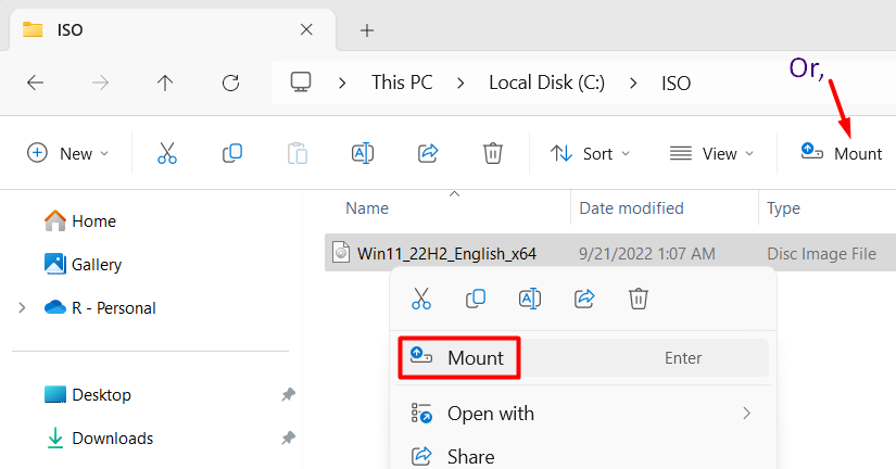 Mounting an ISO image on Windows - You don’t have permission to mount the file