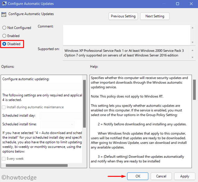 Disable Windows 11 updates using GPO