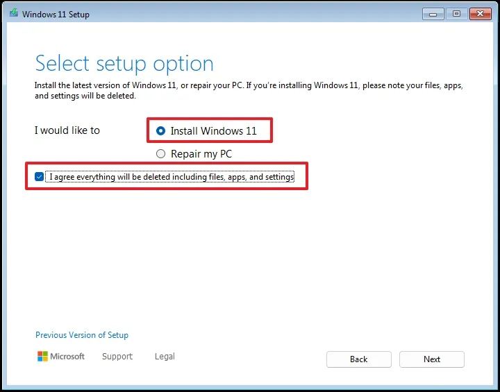 Install Windows 11 24H2 option