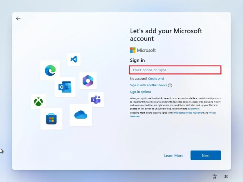 Create Windows 11 account