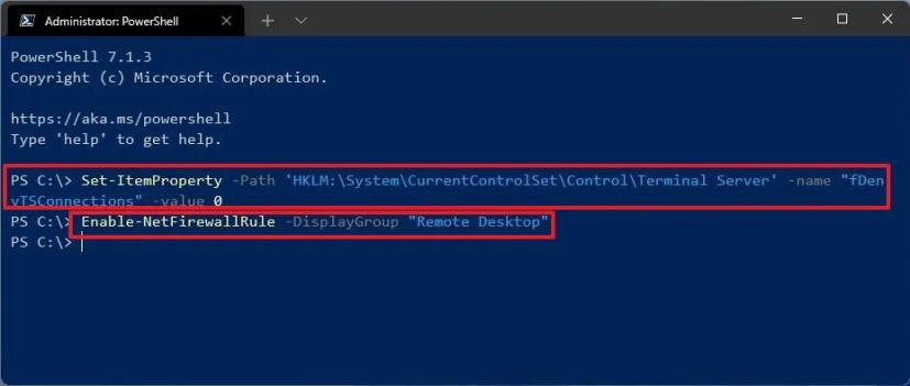 Enable Remote Desktop with PowerShell