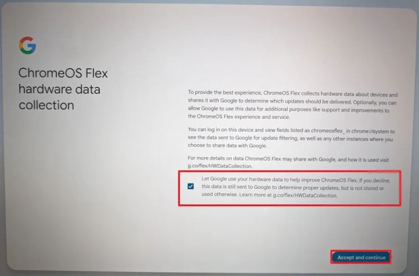 ChromeOS Flex disable data collection