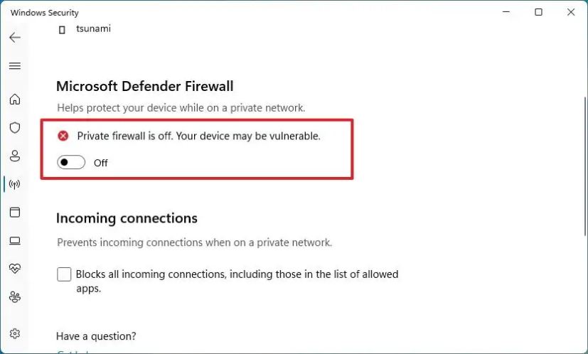 Windows 11 disable firewall