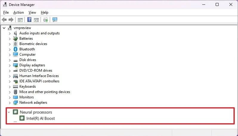 Device Manager check NPU
