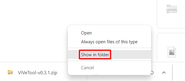 Show in folder - Task Manager on taskbar