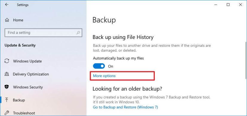 File History more options
