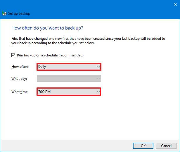 Schedule file backup on Windows 10