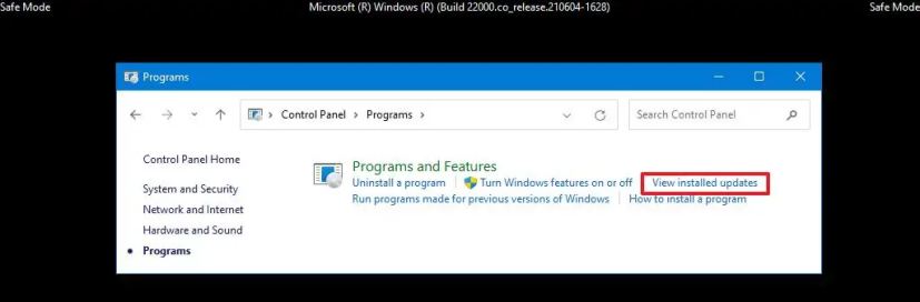 Windows 11 Safe Mode view installed updates