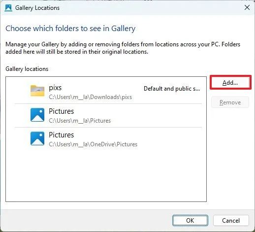Add folder location to Gallery