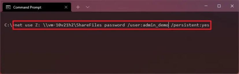 Command Prompt map network drive with password