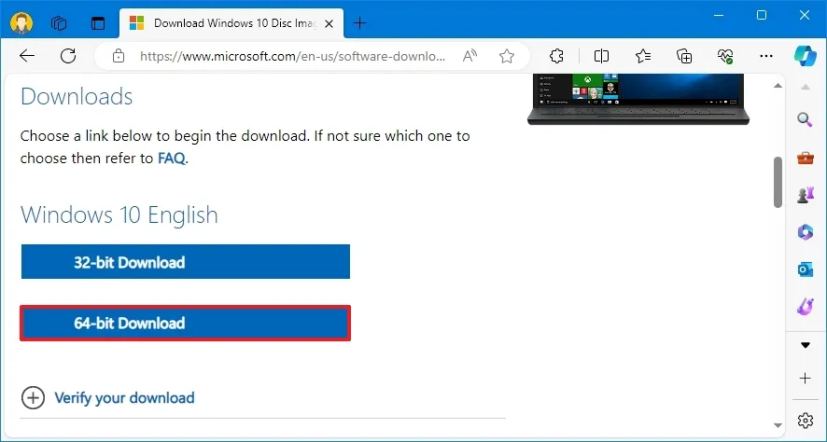 Microsoft Edge Windows 10 ISO direct download