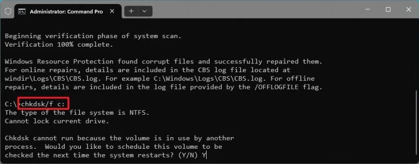 Windows 11 Check Disk command
