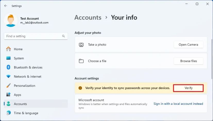 Verify Microsoft account