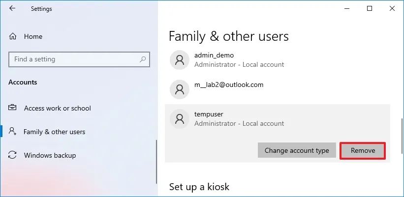 Windows 10 Family and other users settings