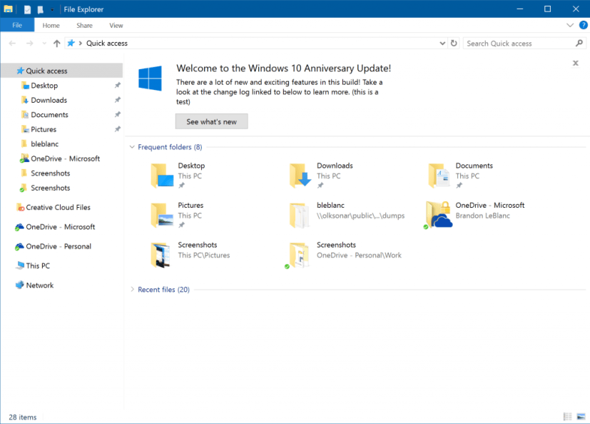 File Explorer notifications on Windows 10 Redston 2 (build 14901)