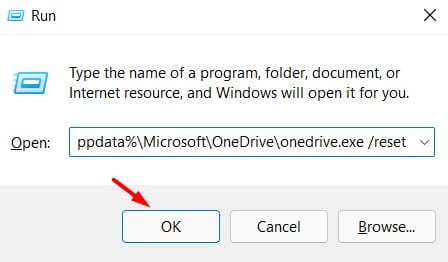 Reset OneDrive via Run