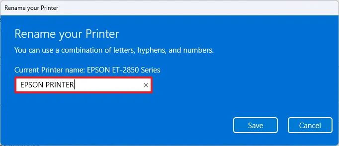 Windows 11 rename printer