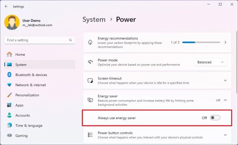 PC without battery enable Energy Saver