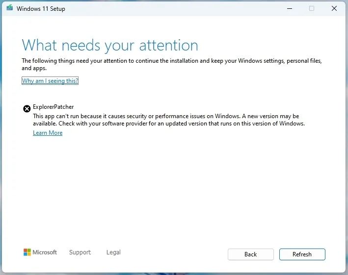 Windows 11 Setup blocked error