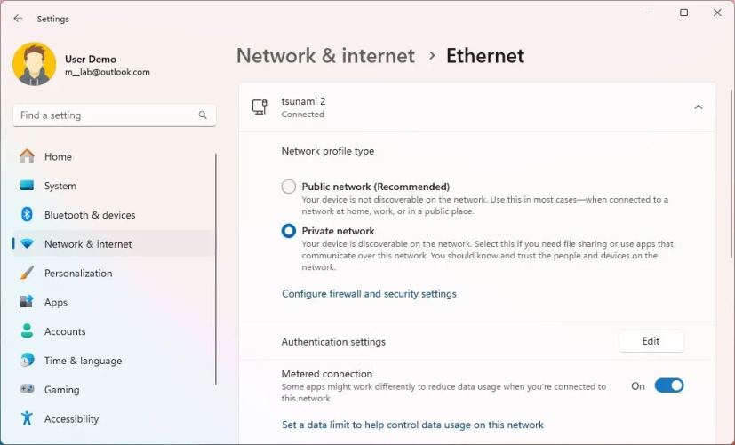 Windows 11 metered network connection