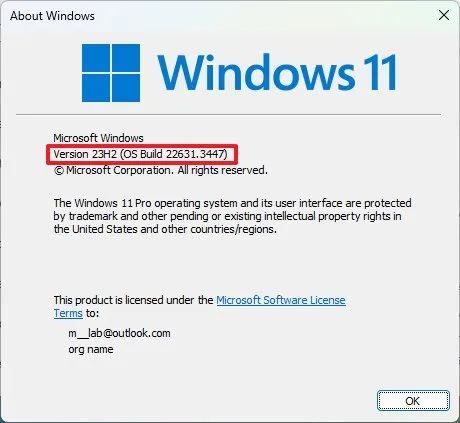 Windows 11 check version from winver