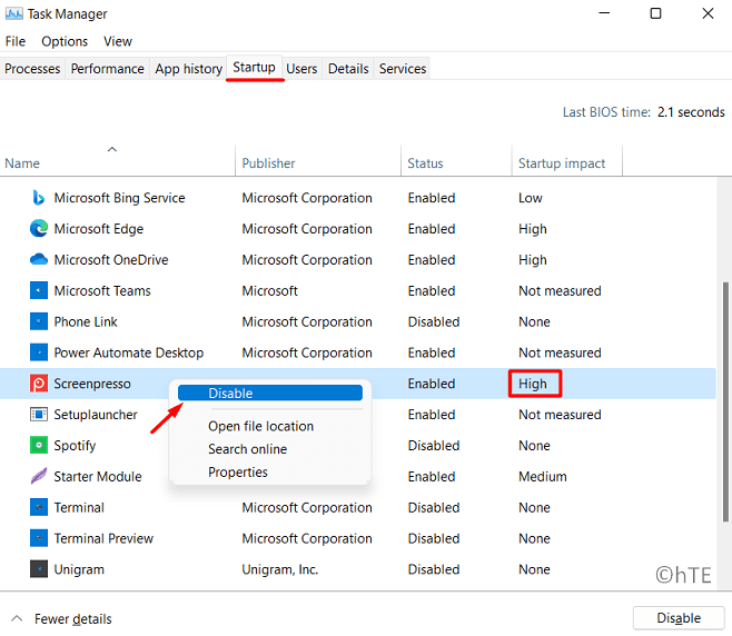 Disable High Impact Startup App on Windows 11 - stop Background Processes in Windows