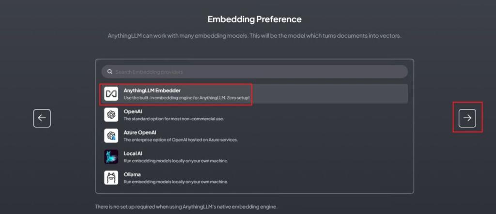 choose embedder in anythingllm