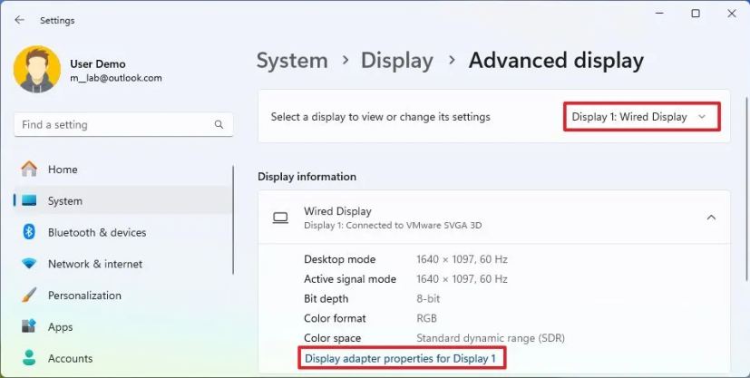 Windows 11 open display adapter settings