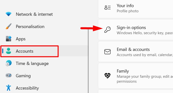 Sign-in options