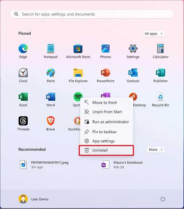 Start menu remove pinned promotions