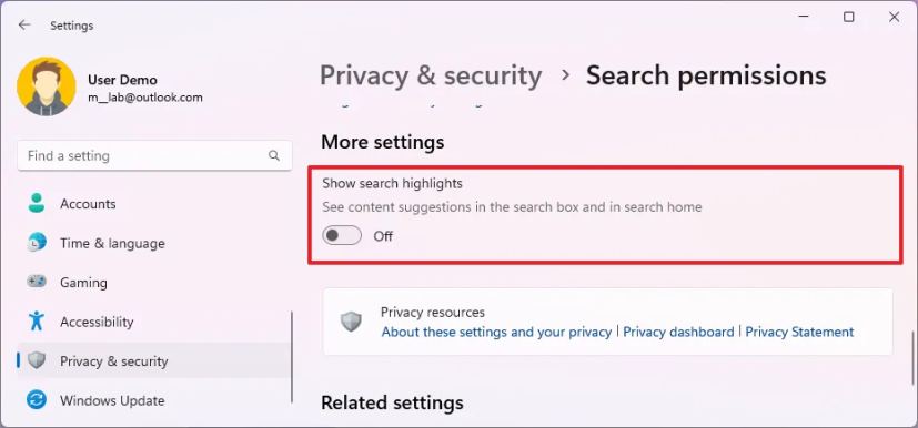 Disable search highlights