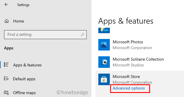 Microsoft Store Error 0x80070520 - Advanced Options