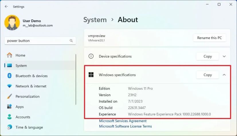 Windows 11 check version from Settings