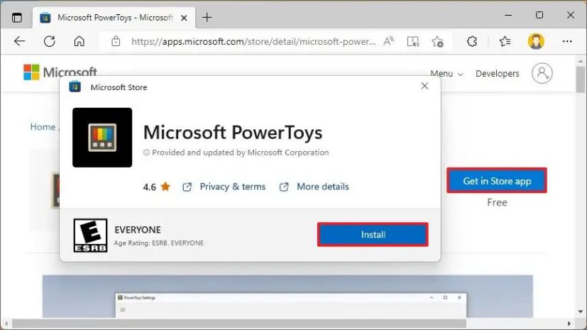 Microsoft Store install PowerToys