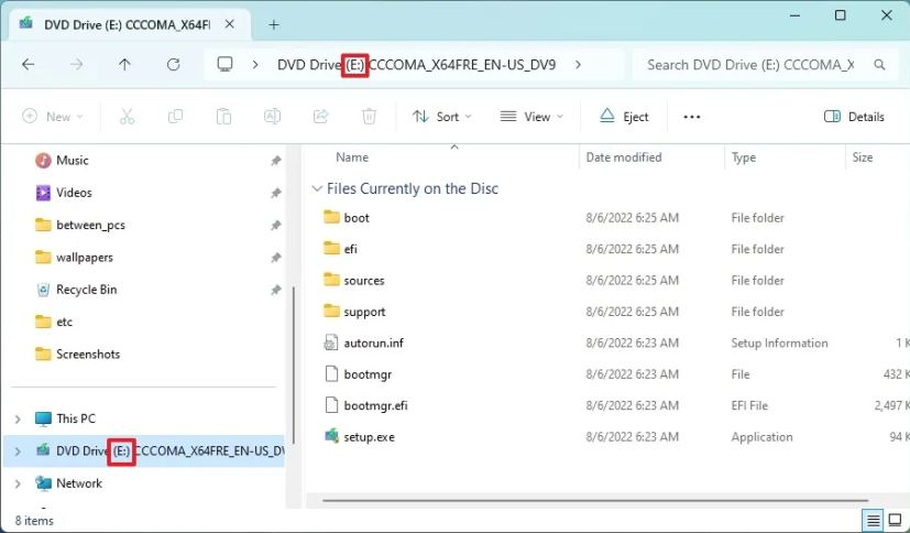 File Explorer mounted ISO letter