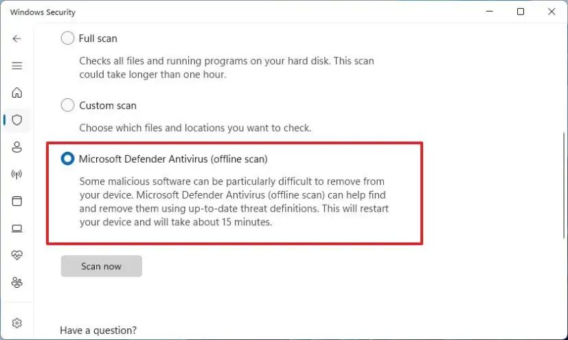 Microsoft Defender Offline scan