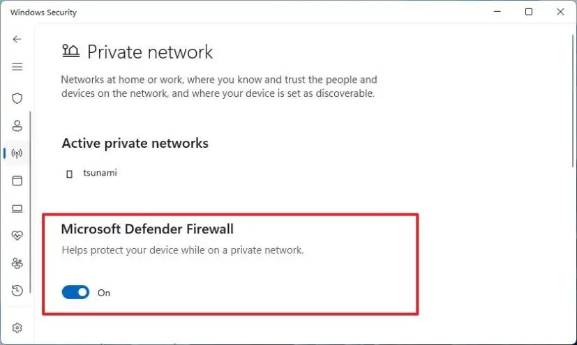 Microsoft Defender Firewall enabled