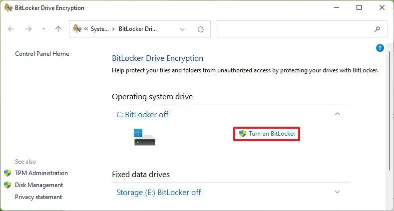 BitLocker Windows 11 drive encryption