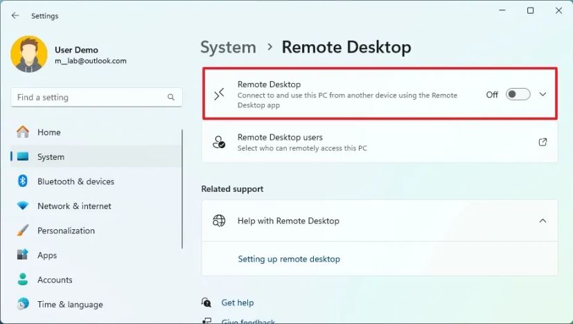 Remote Desktop disabled