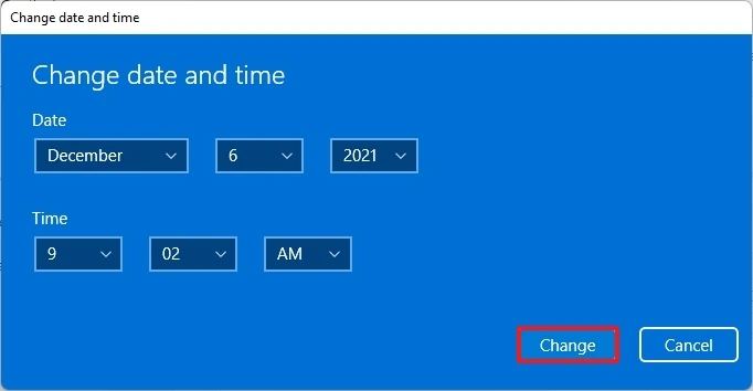 Change date and time setting