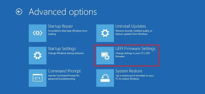 UEFI Firmware settings on WinRE